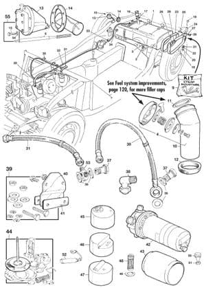 benzineleidingen - MGA 1955-1962 - MG reserveonderdelen - Fuel system