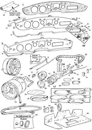 Dashboard en componenten - MGA 1955-1962 - MG reserveonderdelen - Dashboard & instruments