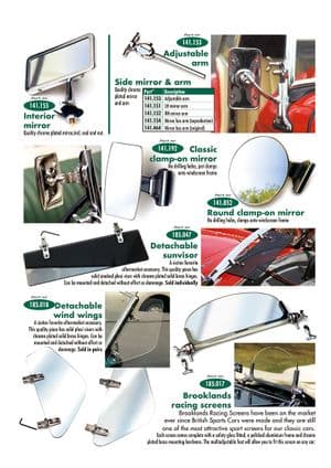Styling interieur - MGTD-TF 1949-1955 - MG reserveonderdelen - Mirrors & wind/sun protection