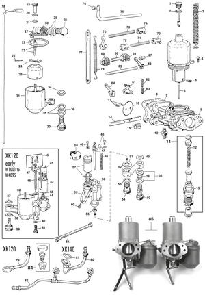 Carburators - Jaguar XK120-140-150 1949-1961 - Jaguar-Daimler reserveonderdelen - H6 & H8 Carburettor