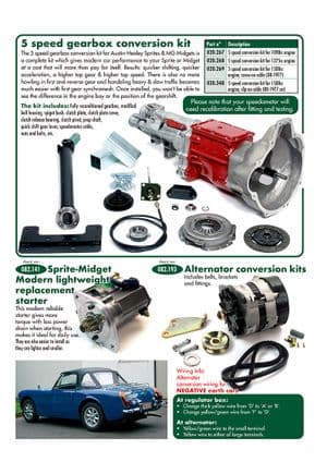 Accu, startmotor, dynamo & alternator - MG Midget 1964-80 - MG reserveonderdelen - Gearbox, starter & alternator