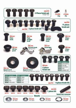 Schakelaars, claxons & knoppen - British Parts, Tools & Accessories - British Parts, Tools & Accessories reserveonderdelen - Knobs & bezels