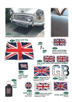 Ulkopuolen varustelu & tarvikkeet - Morris Minor 1956-1971 - Morris Minor varaosat - Union Jack accessories