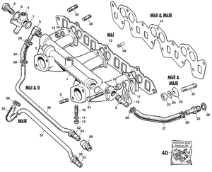 inlaat spruitstuk - Triumph GT6 MKI-III 1966-1973 - Triumph reserveonderdelen - Inlet manifolds