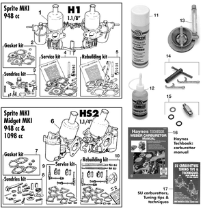 Carburators - Austin-Healey Sprite 1958-1964 - Austin-Healey reserveonderdelen - Carburettors & repair kits