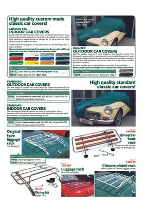 Ulkopuolen varustelu & tarvikkeet - MGB 1962-1980 - MG varaosat - Car covers & luggage racks