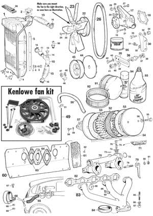 Pakosarjat - MGA 1955-1962 - MG varaosat - Cooling & manifolds
