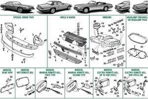 Interieur montage - Jaguar XJS - Jaguar-Daimler reserveonderdelen - Grills, badges, mirrors
