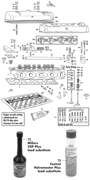 Cilinderkop - Austin Healey 100-4/6 & 3000 1953-1968 - Austin-Healey reserveonderdelen - Cylinder head 4 cyl