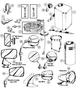 Carrosserie montage - MGC 1967-1969 - MG reserveonderdelen - Windscreen wash & mirrors