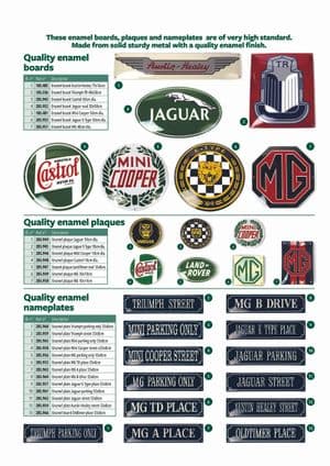 Stickers & badges - MGA 1955-1962 - MG reserveonderdelen - Enamels
