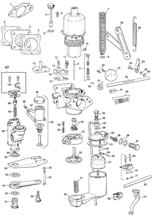 Carburators - Jaguar XK120-140-150 1949-1961 - Jaguar-Daimler reserveonderdelen - HD6 & HD8 Carburettor
