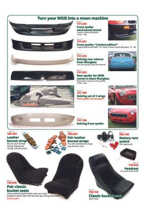 Ulkopuolen varustelu & tarvikkeet - MGB 1962-1980 - MG varaosat - Body styling & seats