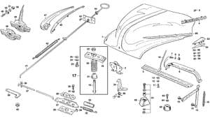 Carrosserie rubbers - Morris Minor 1956-1971 - Morris Minor reserveonderdelen - Bonnet and fittings