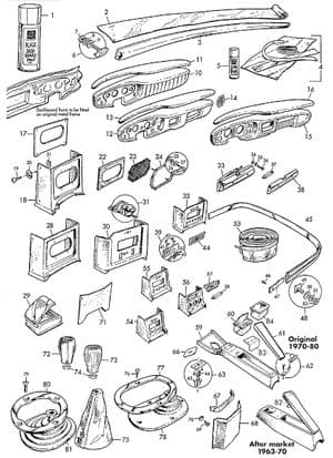 Sisustan kiinnikkeet & tarvikkeet - MGB 1962-1980 - MG varaosat - Dash & interior trim