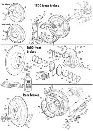Remmmen voor & achter - MGA 1955-1962 - MG reserveonderdelen - Brakes