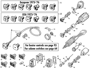 spanningsregelaars, relais, zekeringen - Triumph TR5-250-6 1967-'76 - Triumph reserveonderdelen - Switches, choke from CR1/CF1