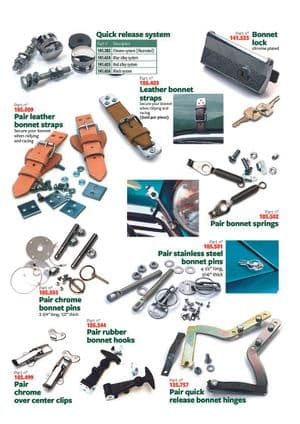 Accessoires - Mini 1969-2000 - Mini reserveonderdelen - Bonnet locks & strips