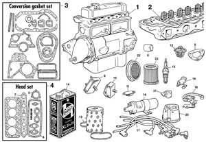 Belangrijkste onderdelen - Austin-Healey Sprite 1958-1964 - Austin-Healey reserveonderdelen - Most important parts