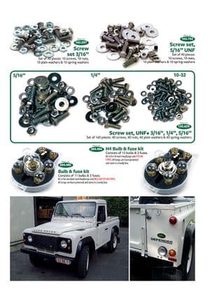 Werkplaats & gereedschap - Land Rover Defender 90-110 1984-2006 - Land Rover reserveonderdelen - Screw & bulb kits