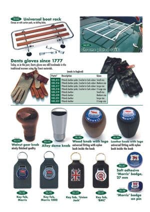 Petten & handschoenen - Morris Minor 1956-1971 - Morris Minor reserveonderdelen - Luggage racks, key fobs