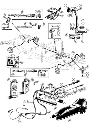 Remleidingen en slangen - MGTD-TF 1949-1955 - MG reserveonderdelen - Brake system