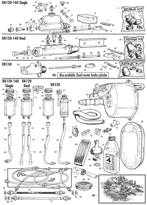 Hoofdremcilinder & servo - Jaguar XK120-140-150 1949-1961 - Jaguar-Daimler reserveonderdelen - Master brake & parts