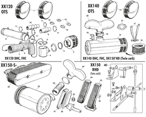 Carburators - Jaguar XK120-140-150 1949-1961 - Jaguar-Daimler reserveonderdelen - Air filters, acceleration