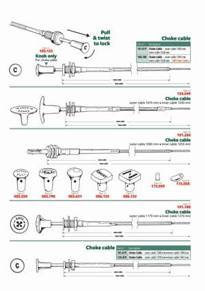 Choke & gaspedaal kabel - British Parts, Tools & Accessories - British Parts, Tools & Accessories reserveonderdelen - Choke cables 1