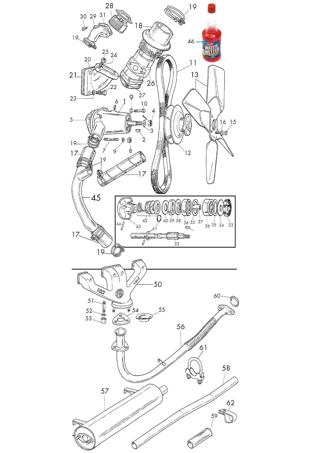 MGTC 1945-1949 - Coolant improvements | Webshop Anglo Parts - Cooling & exhaust systems - 1