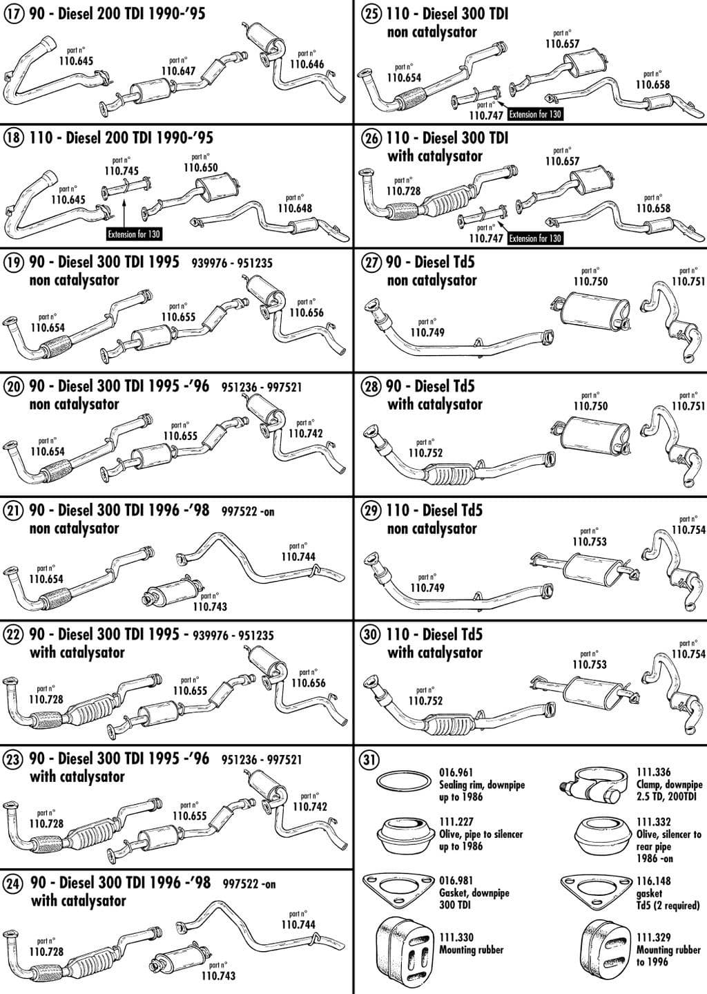 Land Rover Defender 90-110 1984-2006 - Clamps, flanges & hangers - Exhaust systems & fittings - 1