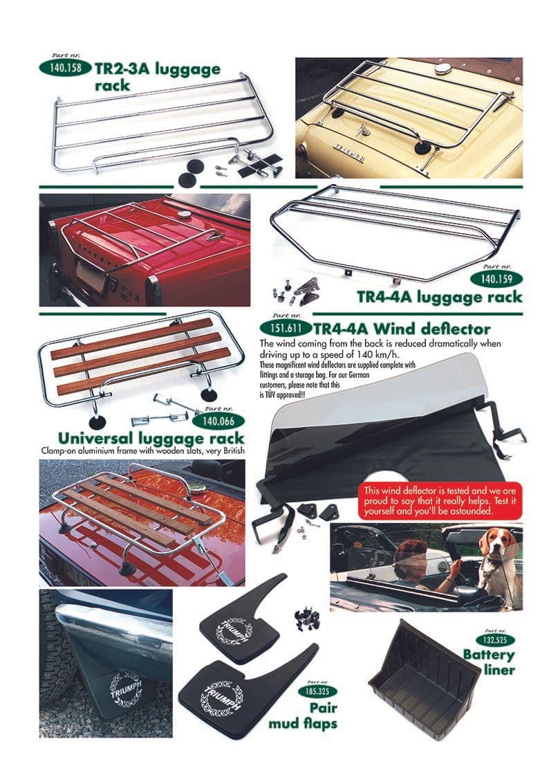 Luggage racks & exterior - Vind avvisare - Bil tillbehör och trimmning - Triumph TR2-3-3A-4-4A 1953-1967 - Luggage racks & exterior - 1