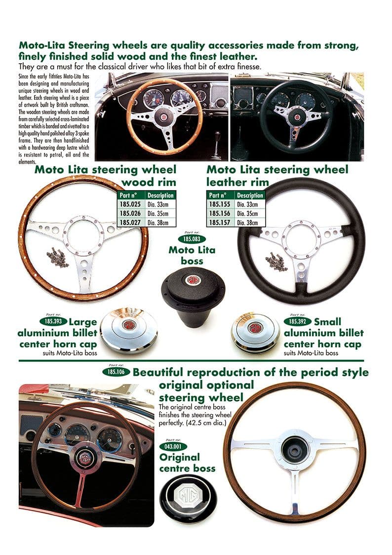 Steering wheels - accesorios estéticos interiores - Accesorios y preparación - MGA 1955-1962 - Steering wheels - 1