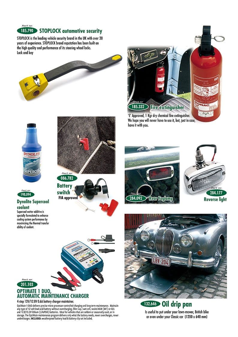 Safety & practical accessories - Veiligheids onderdelen - Onderhoud & opslag - Jaguar MKII, 240-340 / Daimler V8 1959-'69 - Safety & practical accessories - 1