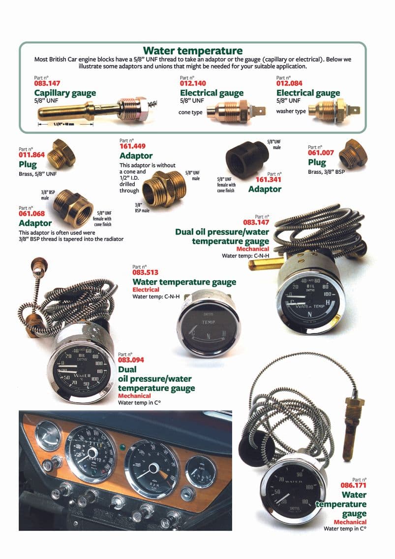 British Parts, Tools & Accessories - Temperature gauges - Water & oil temp gauges - 1