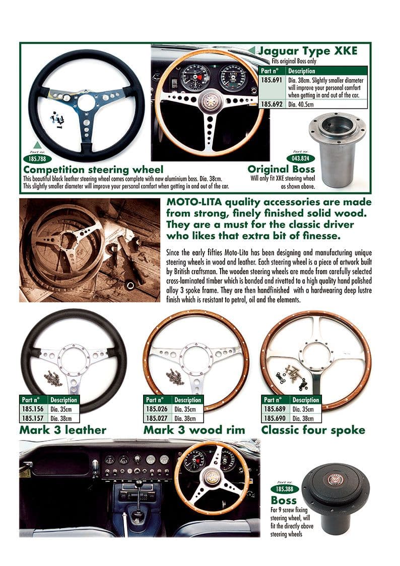 Steering wheels - Volants - Auto suspension, direction et pneu - Jaguar E-type 3.8 - 4.2 - 5.3 V12 1961-1974 - Steering wheels - 1