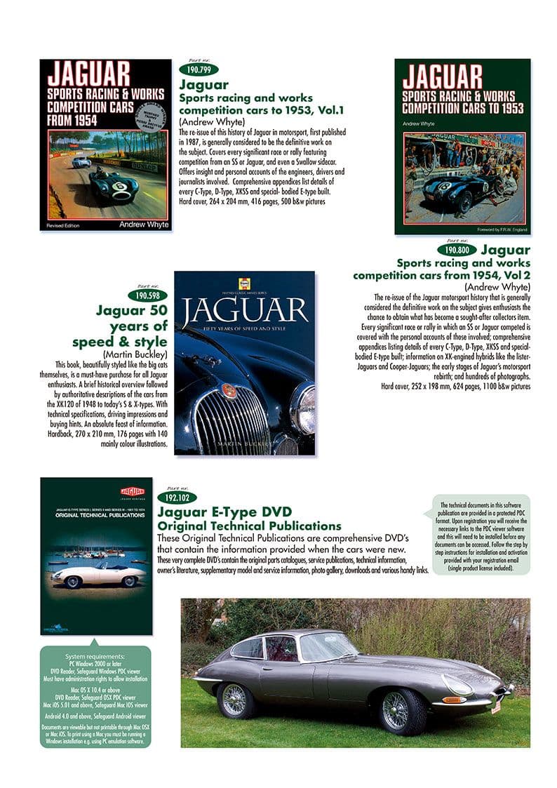 Books History - libros - Libros y accesorios conductor - Jaguar E-type 3.8 - 4.2 - 5.3 V12 1961-1974 - Books History - 1