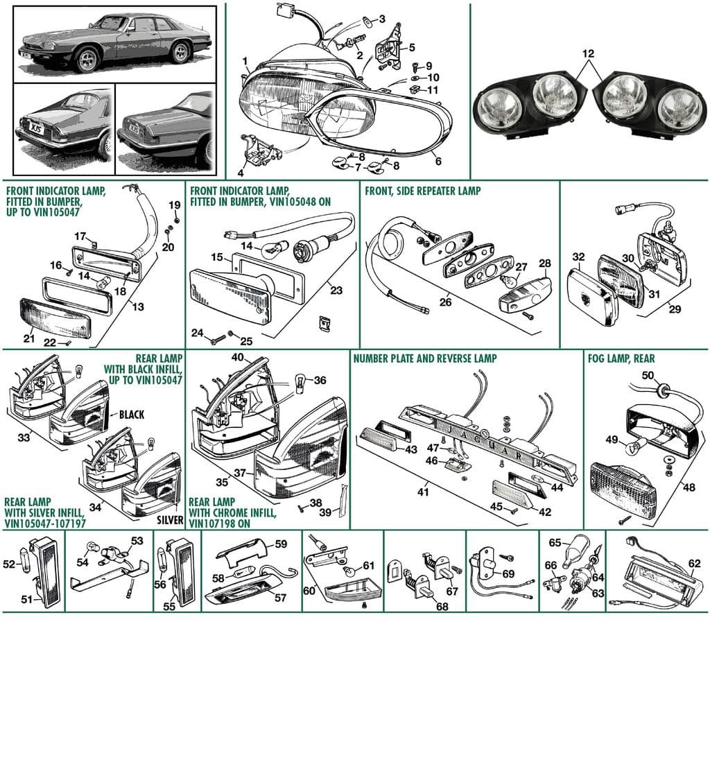 Jaguar XJS - Fog light assemblies | Webshop Anglo Parts - External & internal lights - 1