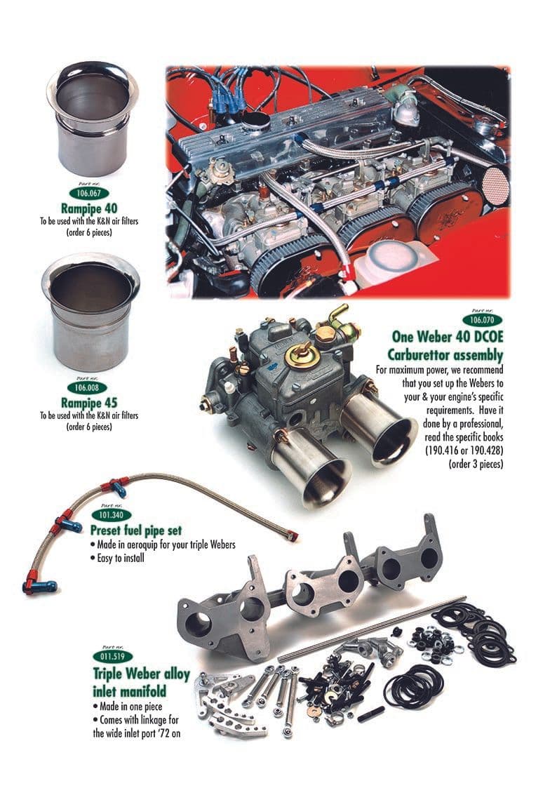 Weber carburettors - Moottorin viritys - Viritys & tarvikkeet - Triumph TR5-250-6 1967-'76 - Weber carburettors - 1