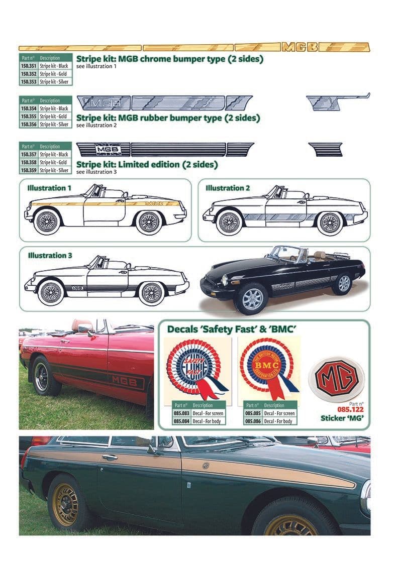 Body stickers - Tarrat & merkit - Viritys & tarvikkeet - MGB 1962-1980 - Body stickers - 1