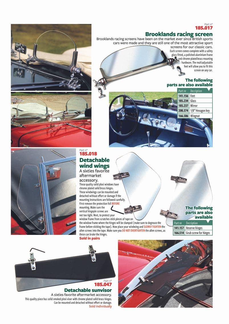 British Parts, Tools & Accessories - Side screens, quarter lights and door glass - Wind wings, racing screens, sunvisors - 1