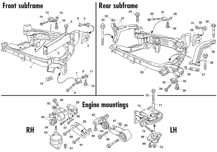 MGF-TF 1996-2005 - Engine mounts | Webshop Anglo Parts - Subframes & engine mount - 1