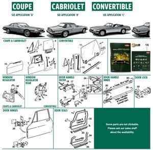 Carrosserie rubbers - Jaguar XJS - Jaguar-Daimler reserveonderdelen - Pre facelift doors