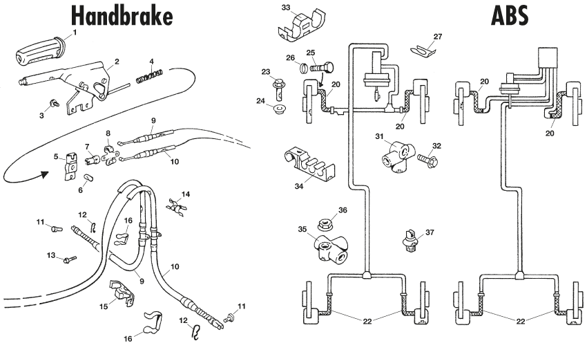 MGF-TF 1996-2005 - Hand brake cables | Webshop Anglo Parts - Handbrake, brakepipes - 1