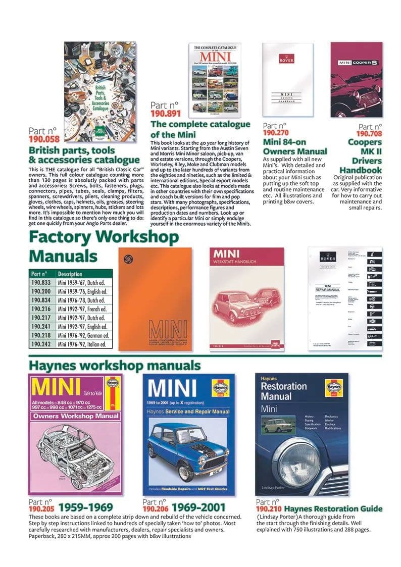Workshop manuals - Handleidingen - Boeken & persoonlijke accessoires - Mini 1969-2000 - Workshop manuals - 1