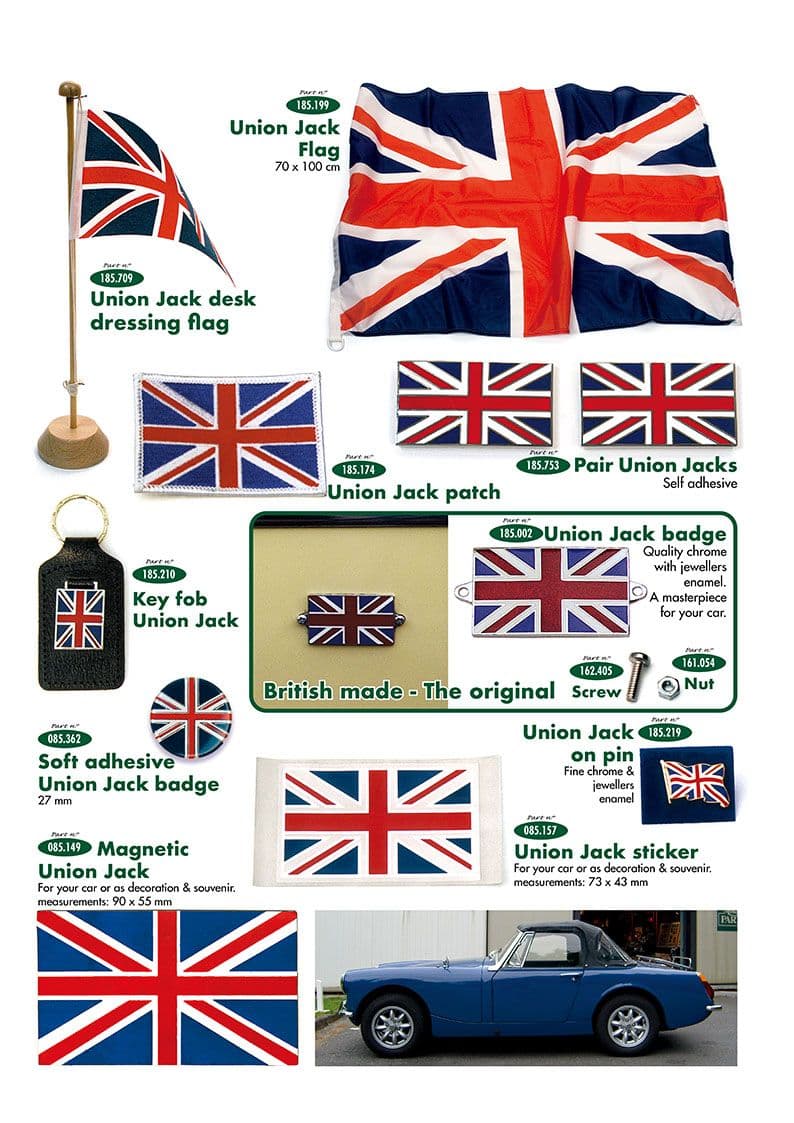 Union Jack accessories - Ulkopuolen varustelu & tarvikkeet - Viritys & tarvikkeet - MG Midget 1964-80 - Union Jack accessories - 1