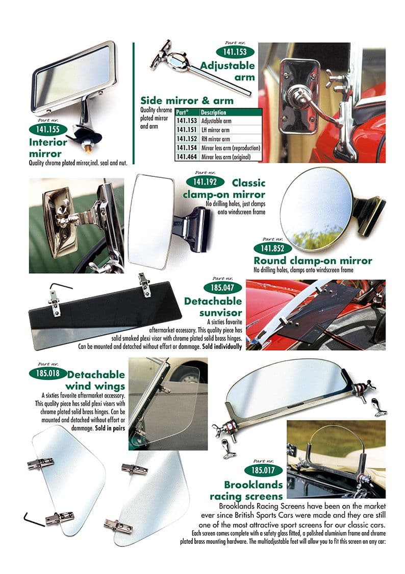 Mirrors & wind/sun protection - Retroviseurs - Accessoires & améliorations - MGTC 1945-1949 - Mirrors & wind/sun protection - 1