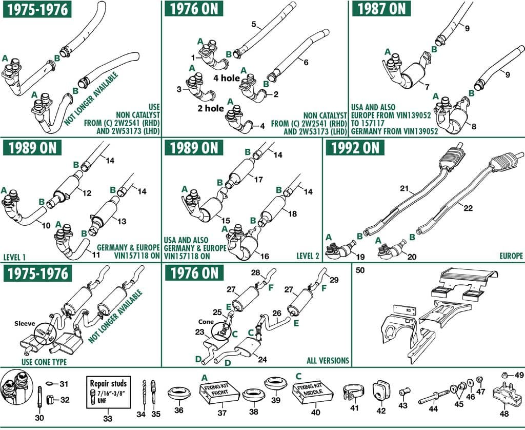 Jaguar XJS - Clamps, flanges & hangers | Webshop Anglo Parts - Exhaust 5.3 - 1