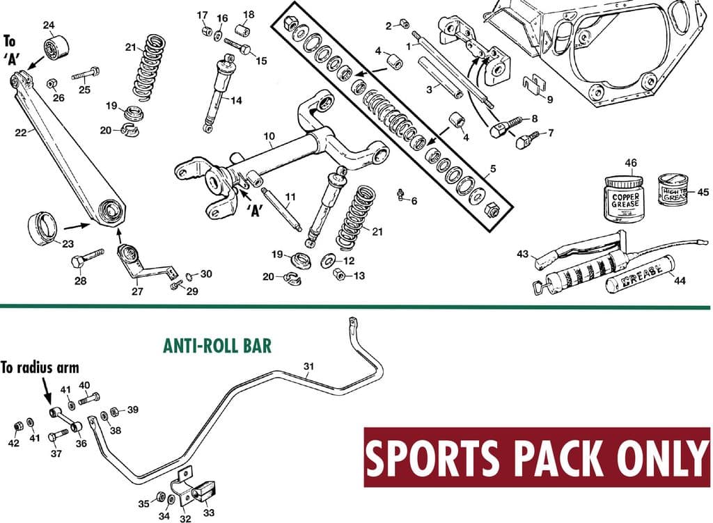 Jaguar XJS - Anti-Roll/sway bars | Webshop Anglo Parts - Rear suspension springs - 1