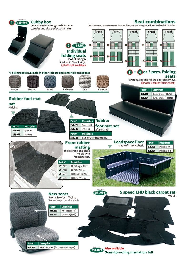 Seats, mats & interior - Styling interieur - Accessoires & tuning - Land Rover Defender 90-110 1984-2006 - Seats, mats & interior - 1